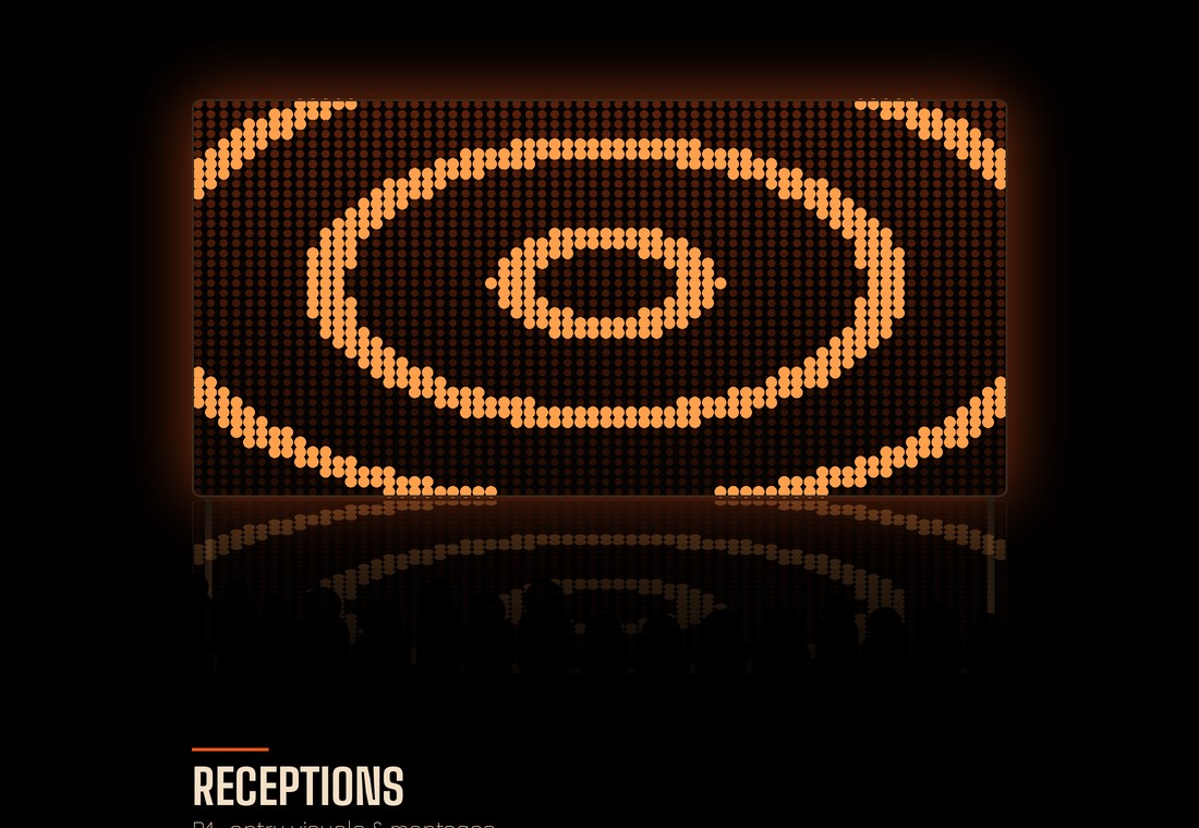 Reception LED wall with live camera feed
